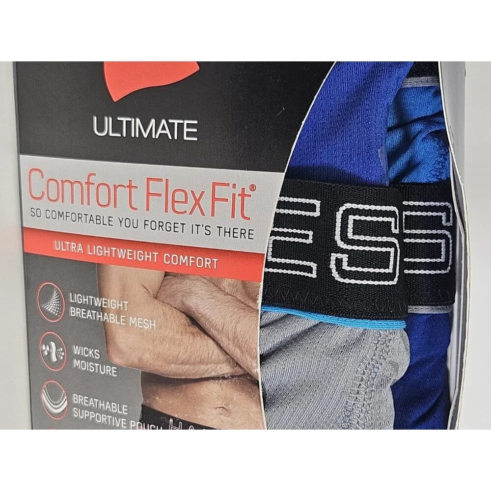 Hanes 4-Pack Boxers S 28-30 Ultimate Men' Comfort Flex Fit Ultra Soft Black/Grey